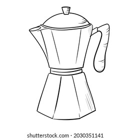 Geyser coffee maker. Tableware. Vector illustration isolated on white background.