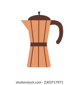 Ilustración vectorial de la cafetera Geyser. Equipamiento de cocina de estilo plano marrón para la fabricación de café. Cafetera