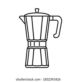 Geyser coffee maker. Vector outline icon. Isolated on white.