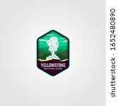 geyser eruption on yellowstone national park logo vector illustration design