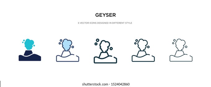 geyser icon in different style vector illustration. two colored and black geyser vector icons designed in filled, outline, line and stroke style can be used for web, mobile, ui