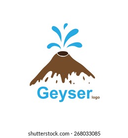 Geyser, water gushes out of the ground, logo illustration