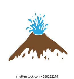 Geyser, water gushes out of the ground, logo illustration