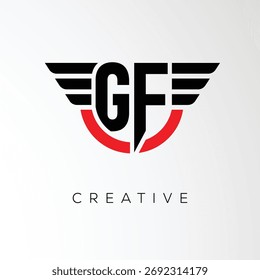 Logotipo de letra de alas creativas de GF con escudo moderno - poderoso símbolo de negocios y marca	
