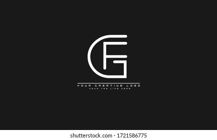 GF FG abstract vector logo monogram template