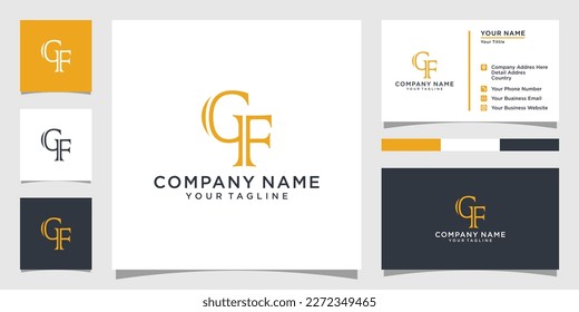 GF or FG initial letter logo design vector with business card design