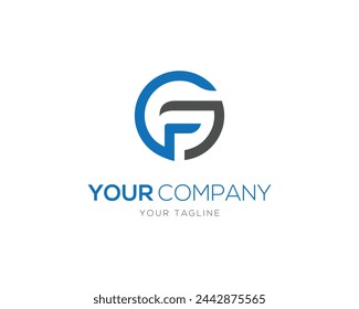 Plantilla de vector editable creativa del diseño del logotipo de GF o de la letra de FG.