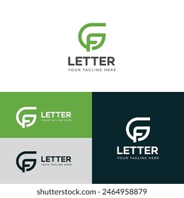 Elementos de Plantilla de diseño de logotipo GF, FG. Logo de letras digitales abstractas modernas.