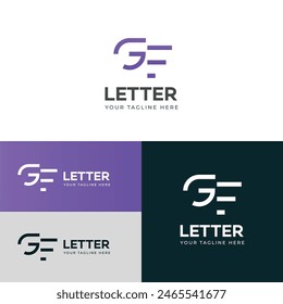 GF, FG letter logo design template elements. Modern abstract digital alphabet letter logo.