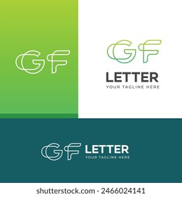 GF, FG letter logo design template elements. Modern abstract digital alphabet letter logo.