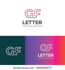GF, FG letter logo design template elements. Modern abstract digital alphabet letter logo.