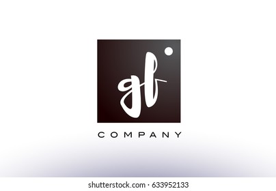 GF G F black white handwritten handwriting alphabet company letter logo square design template dot dots creative abstract