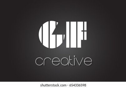 GF G F Creative Letter Logo Design With White and Black Lines.
