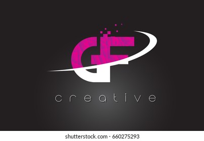 GF G F Creative Letters Design. White Pink Letter Vector Illustration.