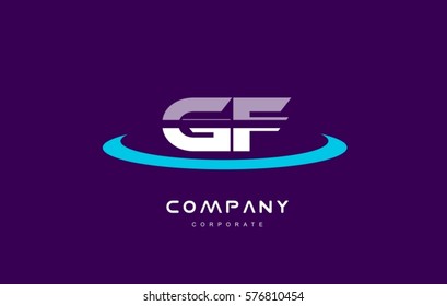 gf g f cyan magenta blue letter combination alphabet vector company logo icon sign design template 