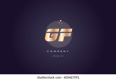 gf g f  gold yellow golden metal metallic bold luxury product modern creative gradient alphabet company logo design vector icon template