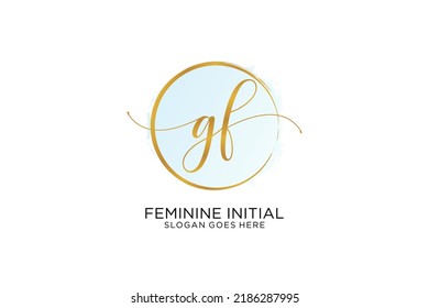 GF handwriting logo with circle template vector signature, wedding, fashion, floral and botanical with creative template.