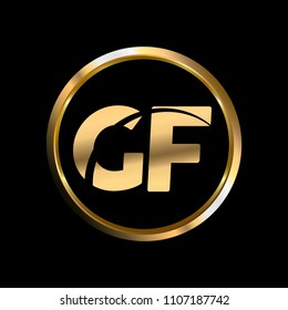 GF initial circle company logo gold black background