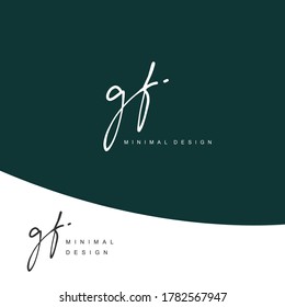 GF Écriture manuscrite initiale ou logo manuscrit pour l'identité. Logo avec signature et style dessiné à la main.