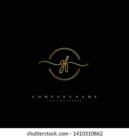 GF initial handwriting logo template vector