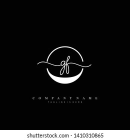 GF initial handwriting logo template vector