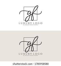 GF Initial handwriting logo template vector