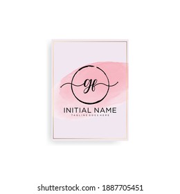 GF Initial handwriting logo vector. Hand lettering Watercolor background for designs.