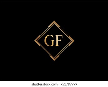 GF initial letter diamond shape golden logo