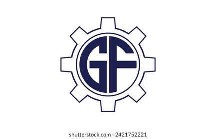 GF initial letter mechanical circle logo design vector template. industrial, engineering, servicing, word mark, letter mark, monogram, construction, business, company, corporate, commercial, geometric