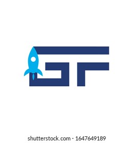 GF initial letter with rocket design logo, elements, icons, symbols, abstract, shapes. Creative inspiration idea with flat style for business company, template collection, marketing promotions.