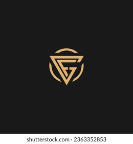 GF initialer Brief, Vektorsymbol-Design-Vorlage einzeln auf schwarzem Hintergrund,
