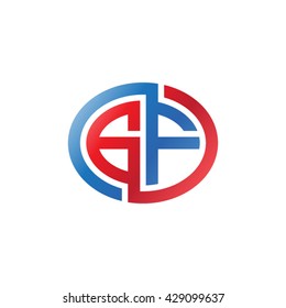 GF initial letters looping linked ellipse logo red blue