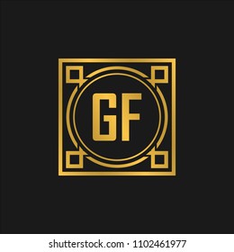 GF initial logo. Luxury ornament crown logo.