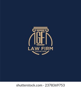 GF initial monogram for law firm with creative circle line