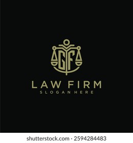 GF initial monogram logo for lawfirm with scale vector design