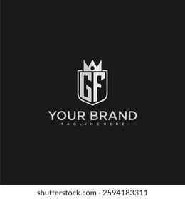 GF initial monogram shield and crown vector image