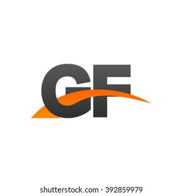 GF initial overlapping swoosh letter logo black orange