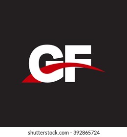 GF initial overlapping swoosh letter logo white red black background