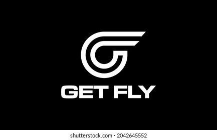GF initials monogram letter text alphabet logo design black  background
