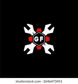 GF Initials Vektor Stok Otomotif Logo Design