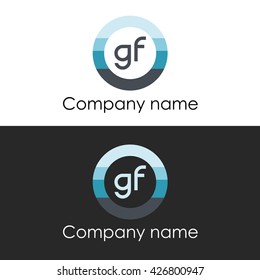 GF letter a circle shape icon logo white blue