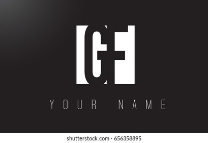 GF Letter Logo With Black and White Letters Negative Space Design.
