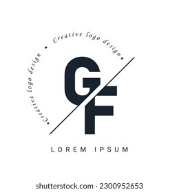 Diseño del logotipo de la carta GF con un corte creativo. Diseño de logotipo creativo