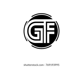 GF letter logo round black