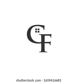 
GF letter logo with a window symbol. logos for real estate companies