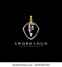 GF carta monograma de luxo para escudo e espada estilo imagem