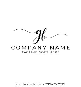 GF or gf letter mark abstract calligraphy vector logo design