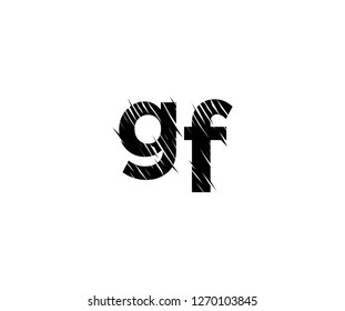 GF Letter Scratch Hand Drawn Chalk Effect Monogram Logotype
