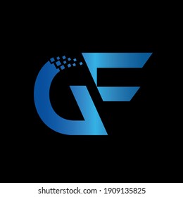 GF letter tech logo design
