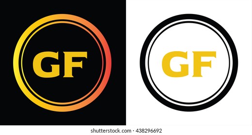 GF letters icon design template elements in abstract background logo, design identity in circle, alphabet letter